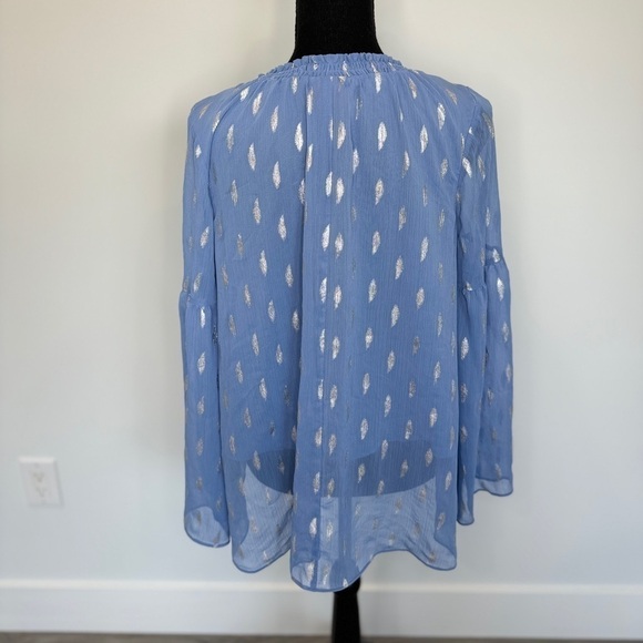 Jennifer Lopez Blue and Silver Sheer Overlay Blouse (Small) - Picture 7 of 9